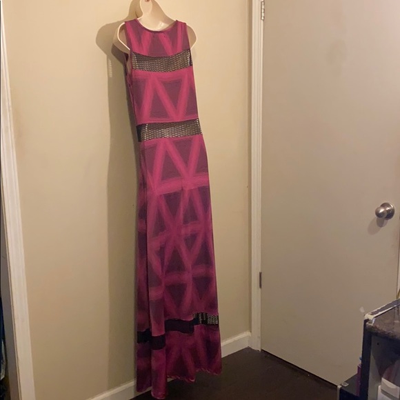 Zouk:Geometric print maxi dress pink /black large - Picture 2 of 5
